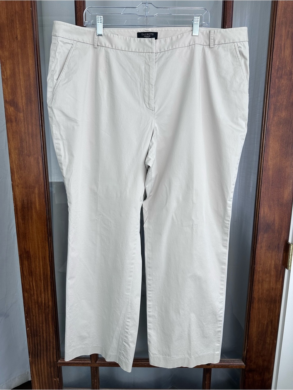 Women's TALBOTS Heritage Khaki Beige Pants Size 22 22w Preppy Coastal Travel